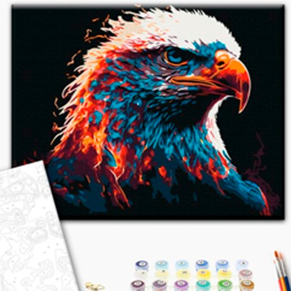 Pictură pe numere BrushMe Vultur în flăcări 50 x 40 cm, P&acirc;nză photo 2