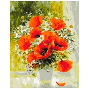 Pictură pe numere BrushMe Buchet de câmp pictat în ulei 50 x 40 cm, P&acirc;nză