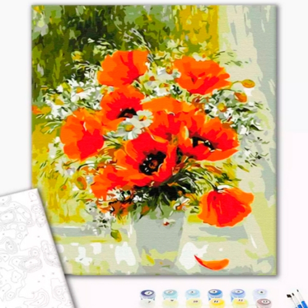 Pictură pe numere BrushMe Buchet de câmp pictat în ulei 50 x 40 cm, P&acirc;nză photo 2