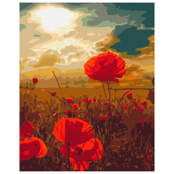 Pictură pe numere BrushMe Maci sub soarele arzător 50 x 40 cm, P&acirc;nză photo 1