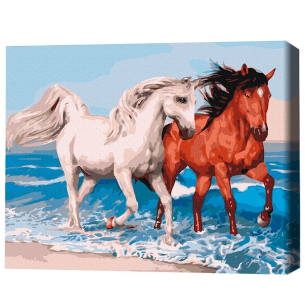 Pictură pe numere BrushMe Cai pe coastă 50 x 40 cm, P&acirc;nză photo 3