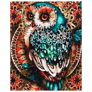 Pictură pe numere BrushMe Bufniță în mozaic multicolor 50 x 40 cm, P&acirc;nză