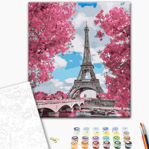 Pictură pe numere BrushMe Magnolia în Paris 50 x 40 cm, P&acirc;nză photo 2