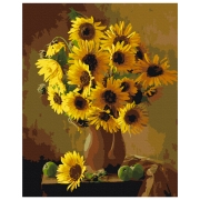 Pictură pe numere BrushMe Floarea-soarelui în culoare orange 50 x 40 cm, P&acirc;nză