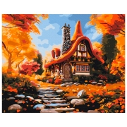 Pictură pe numere BrushMe Casa toamnei 50 x 40 cm, P&acirc;nză