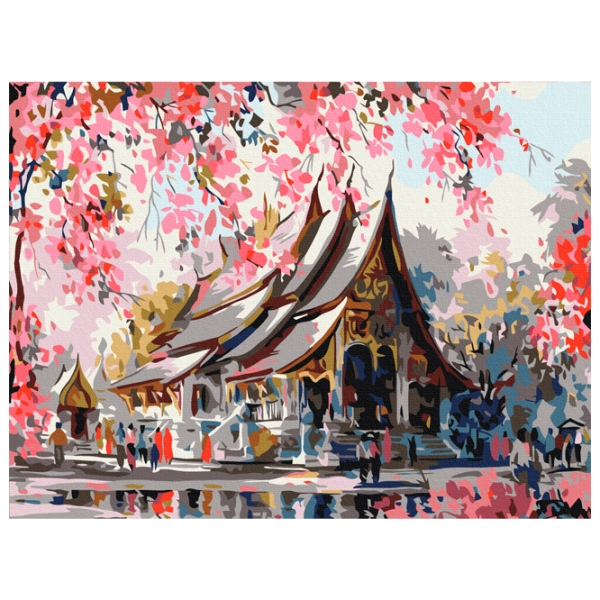 Pictură pe numere BrushMe Templu thailandez 50 x 40 cm, P&acirc;nză photo 1