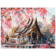 Pictură pe numere BrushMe Templu thailandez 50 x 40 cm, P&acirc;nză