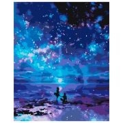 Pictură pe numere BrushMe Malul mării în culorile nopții 50 x 40 cm, P&acirc;nză