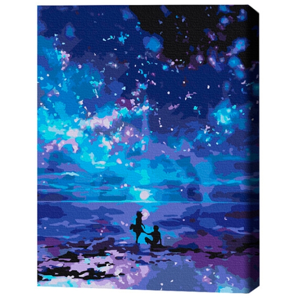 Pictură pe numere BrushMe Malul mării în culorile nopții 50 x 40 cm, P&acirc;nză photo 3