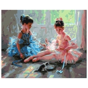 Pictură pe numere BrushMe Balerine cu un pisoiaș 50 x 40 cm, P&acirc;nză