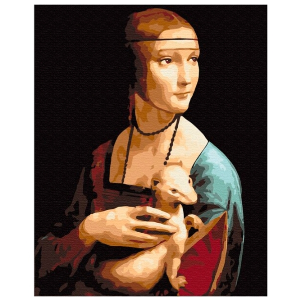 Pictură pe numere BrushMe Doamnă cu hermină. Leonardo da Vinci 50 x 40 cm, P&acirc;nză photo 1