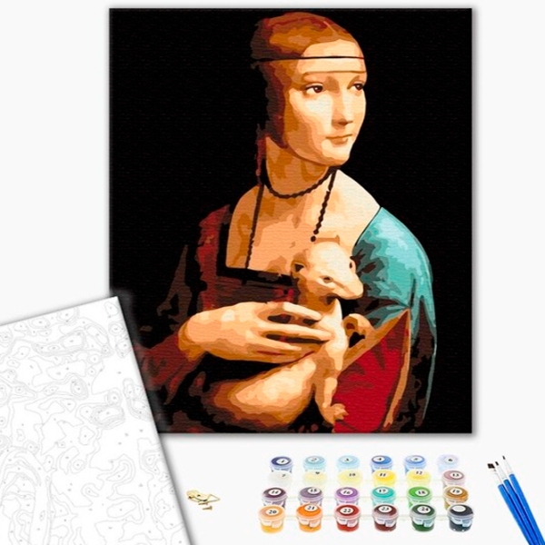 Pictură pe numere BrushMe Doamnă cu hermină. Leonardo da Vinci 50 x 40 cm, P&acirc;nză photo 2