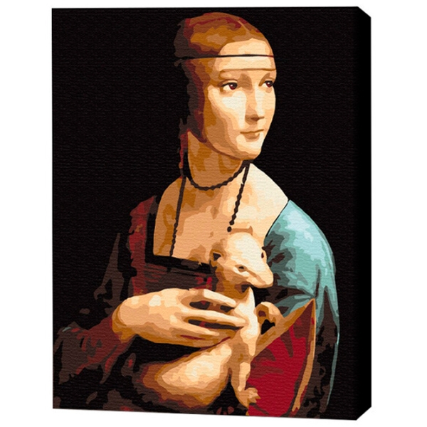 Pictură pe numere BrushMe Doamnă cu hermină. Leonardo da Vinci 50 x 40 cm, P&acirc;nză photo 3