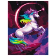 Pictură pe numere BrushMe Unicorn din poveste, în culori de curcubeu 40 x 30 cm, P&acirc;nză