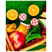 Pictură pe numere BrushMe Portocale din coș 50 x 40 cm, P&acirc;nză