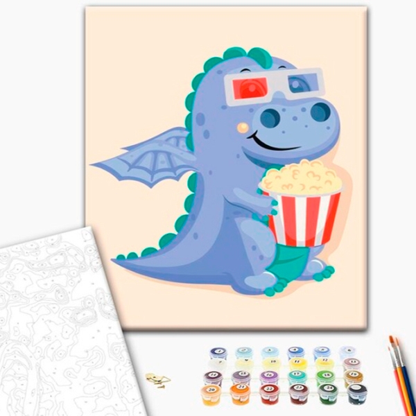 Pictură pe numere BrushMe Film pentru dragon 40 x 30 cm, P&acirc;nză photo 2
