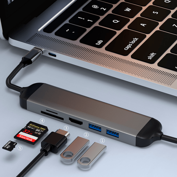 Адаптер Hub WIWU Alpha 521 Серый USB Type-C photo 5