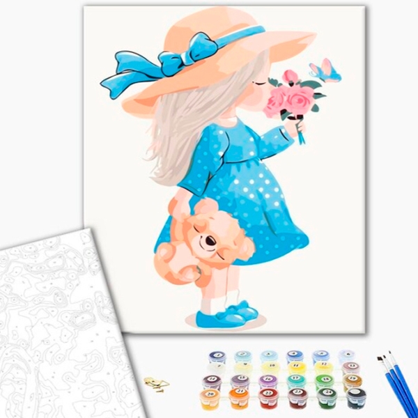 Pictură pe numere BrushMe Micuțа lady 40 x 30 cm, P&acirc;nză photo 2