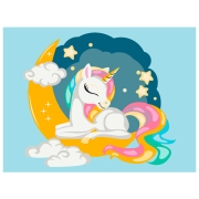 Pictură pe numere BrushMe Unicorn în culori de curcubeu 40 x 30 cm, P&acirc;nză