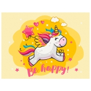Pictură pe numere BrushMe Unicornul fericit 40 x 30 cm, P&acirc;nză