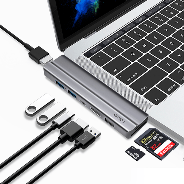 Adaptor Hub WIWU Alpha T9 Gray USB Type-C photo 3