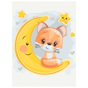 Pictură pe numere BrushMe Vulpița pe lună 40 x 30 cm, P&acirc;nză