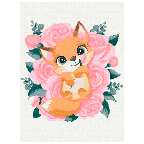 Картина по номерам BrushMe Лисичка в цветах 40 x 30 cm, Ткань photo 1