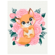 Pictură pe numere BrushMe Vulpița în flori 40 x 30 cm, P&acirc;nză