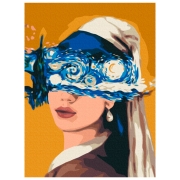 Pictură pe numere BrushMe Privind într-o noapte înstelată 40 x 30 cm, P&acirc;nză