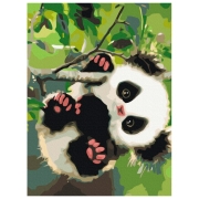 Pictură pe numere BrushMe Panda jucăușă 40 x 30 cm, P&acirc;nză