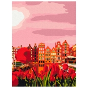 Pictură pe numere BrushMe Culorile cărămizii ale Amsterdamului 40 x 30 cm, P&acirc;nză