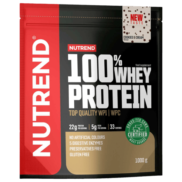 Proteină Nutrend 100% WHEY PROTEIN 1000 g Biscuit cu cremă | praf photo 1