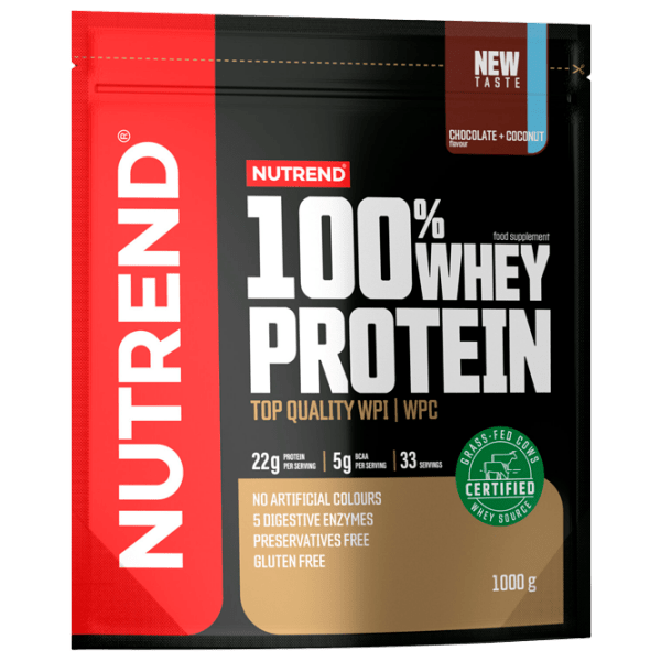 Proteină Nutrend 100% WHEY PROTEIN 1000 g Ciocolată, Cocos | praf photo 1