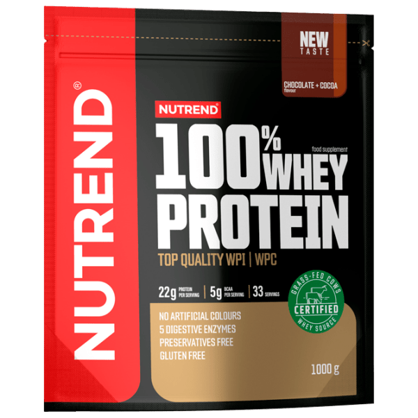 Proteină Nutrend 100% WHEY PROTEIN 1000 g Ciocolată, Cacao | praf photo 1