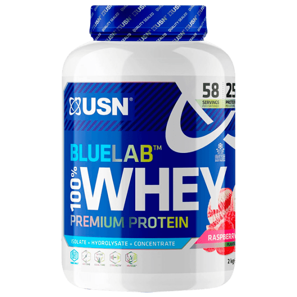 Proteină USN BLUE LAB WHEY 2000 g RASPBERRY RIPPLE | praf photo 1