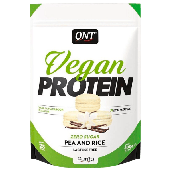 Proteină QNT Vegan Protein 500 g Vanilla Macaroon | praf photo 1