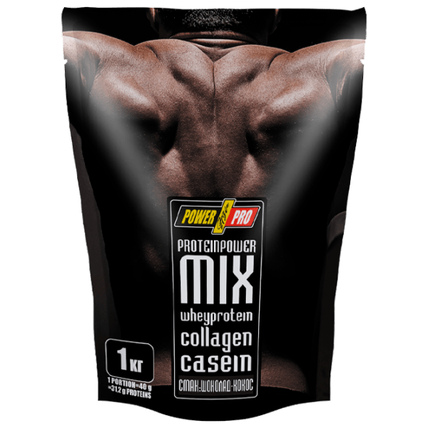Proteină POWER PRO Protein Mix 1000 g Ciocolată, nucă de cocos | praf photo 1
