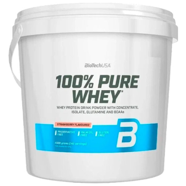 Протеин BioTechUSA 100% Pure Whey 4000 г Клубника | порошок photo 1