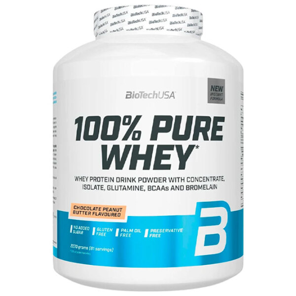 Протеин BioTechUSA 100% Pure Whey 2270 г Шоколад, арахисовое масло | порошок photo 1