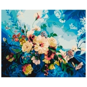 Pictură pe numere BrushMe Flori albastre 50 x 40 cm, P&acirc;nză