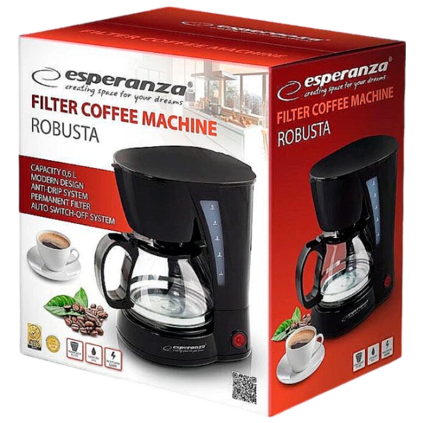 Кофеварка Esperanza EKC006 Черный 650 Вт, 0.6 л, Термоблок photo 2