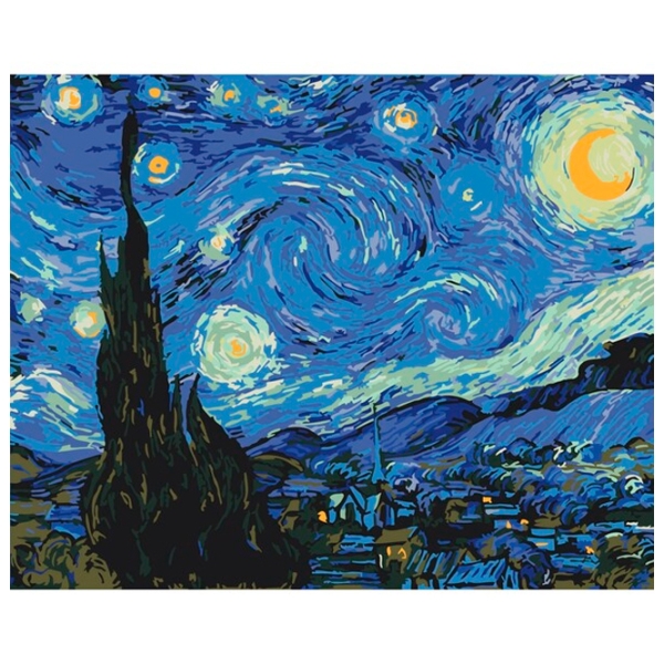 Pictură pe numere BrushMe Noaptea cu stele BS4756FC 50 x 40 cm, P&acirc;nză photo 1