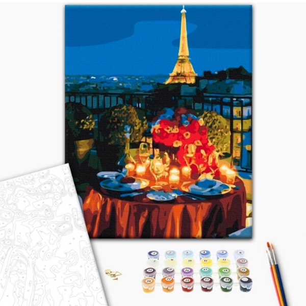 Pictură pe numere BrushMe Întâlnire la Paris 50 x 40 cm, P&acirc;nză photo 2