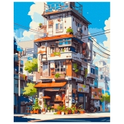 Pictură pe numere BrushMe Apartamente în Tokyo 50 x 40 cm, P&acirc;nză