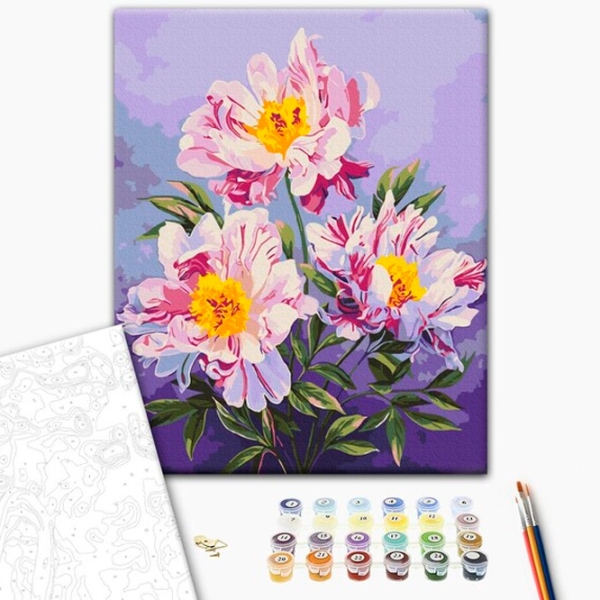 Pictură pe numere BrushMe Regatul bujorilor 50 x 40 cm, P&acirc;nză photo 2