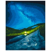 Pictură pe numere BrushMe Camping sub stele 50 x 40 cm, P&acirc;nză