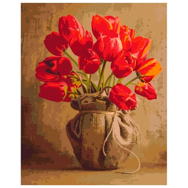 Pictură pe numere BrushMe Buchet de lalele de casă 50 x 40 cm, P&acirc;nză photo 1