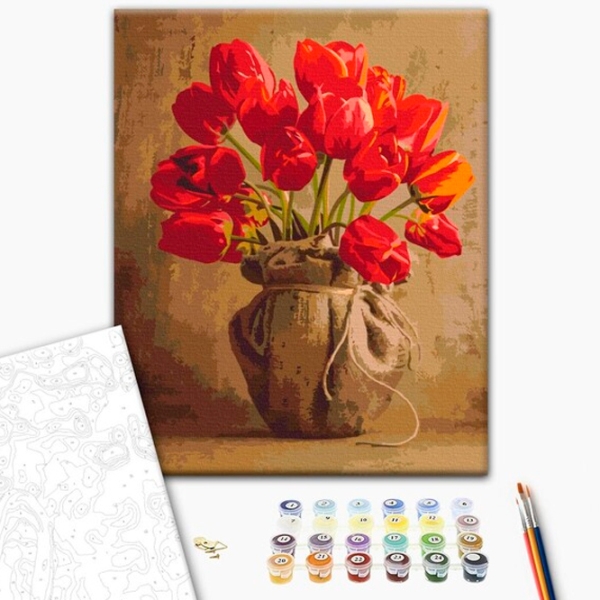Pictură pe numere BrushMe Buchet de lalele de casă 50 x 40 cm, P&acirc;nză photo 2