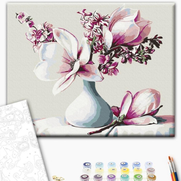 Pictură pe numere BrushMe Un buchet de magnolii 50 x 40 cm, P&acirc;nză photo 2