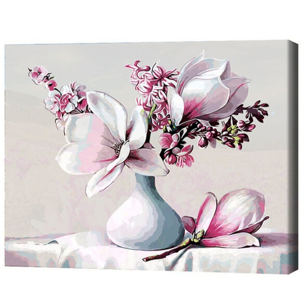 Pictură pe numere BrushMe Un buchet de magnolii 50 x 40 cm, P&acirc;nză photo 3